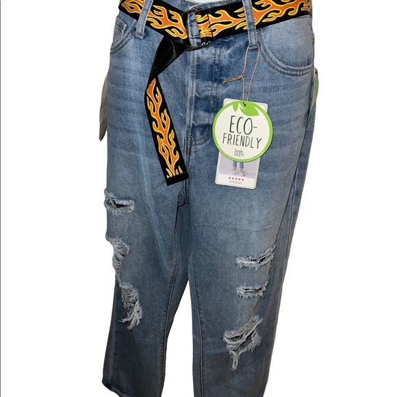 SIMPLE SOCIETY STRAIGHT SUPER HIGH-RISE ROLL CUFF BUTTON FLY JEANS SIZE 9/29 - Picture 13 of 16